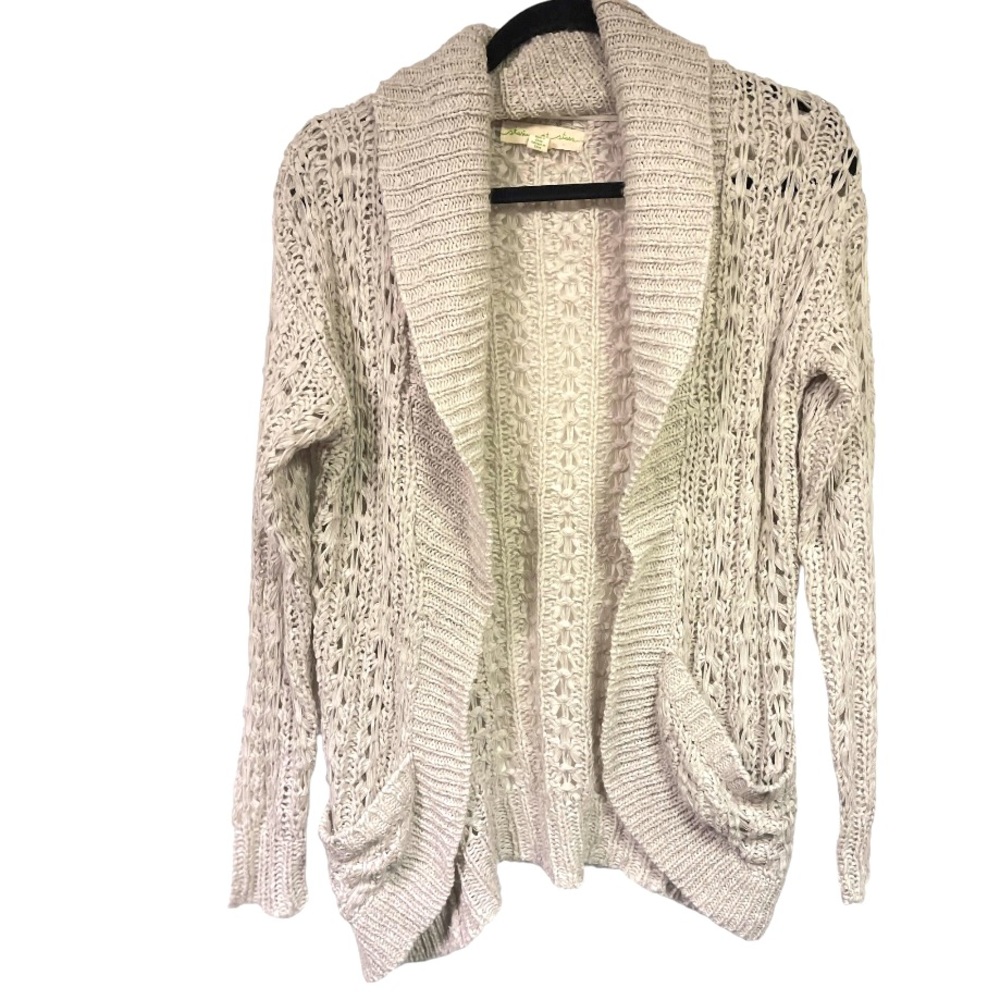 Anthropologie Staring At Stars Cream Chunky‎ Knit Open Cardigan S